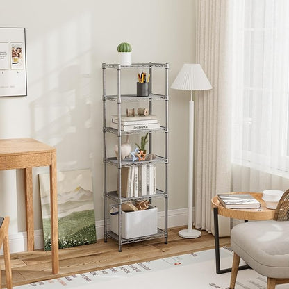 Golpart Small 5 tire Shelves Storage Wire Shelving Unit Metal Shelf Adjustable Organizers Storage Shelving for Bathroom Laundry Room Kitchen Pantry10”D x 16”W x 60.2”H Silver