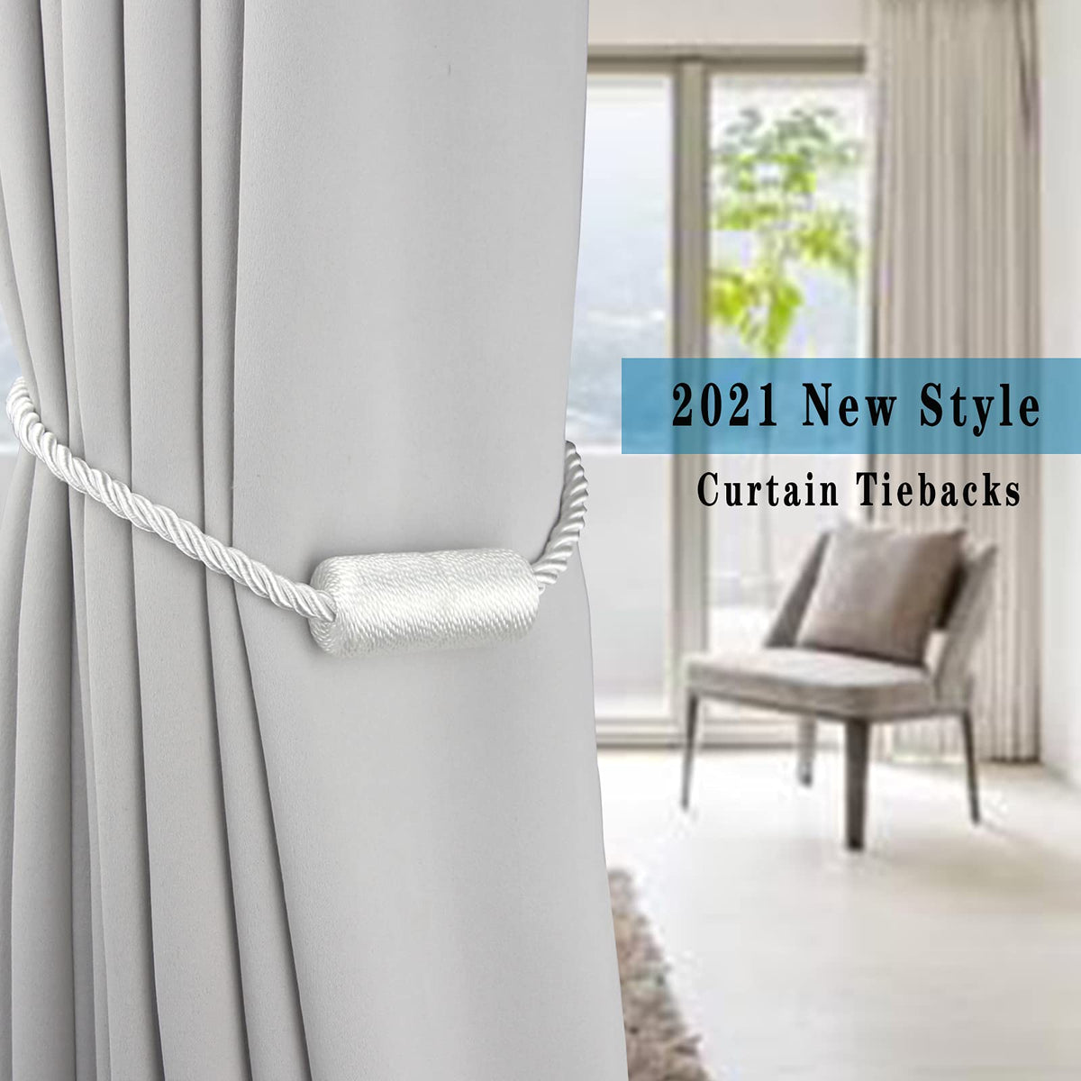 Magnetic Curtain Tiebacks Holdbacks Decorative Tie Backs for Windows Porlau (2 Count)
