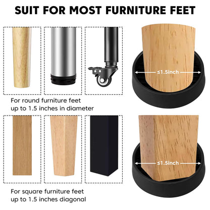 1.5" x 1.5" Rubber Furniture Pads Non Slips (8 Count)