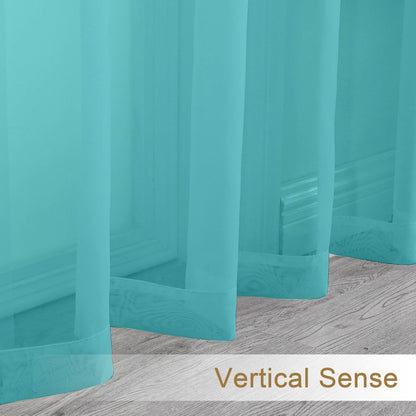 Sheer Turquoise Tier Curtains 24 Inch Length (2 Count)