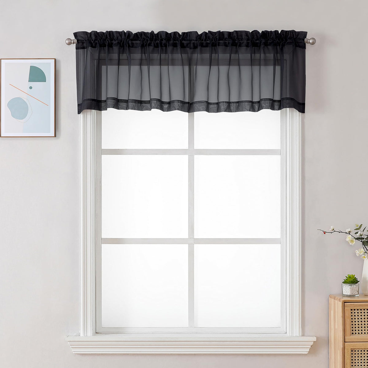 Black Sheer Valances for Windows 2 Pack