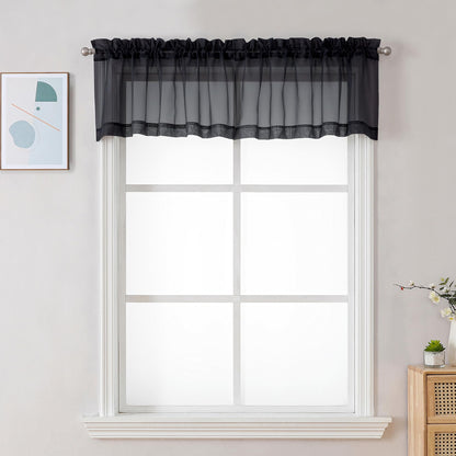 Black Sheer Valances for Windows 2 Pack