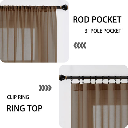 Sheer Door Curtain Closet Linen Textured Curtain Sheers Doorway Light Filtering Voile French Door Rod Pocket Curtains Patio Glass Doors