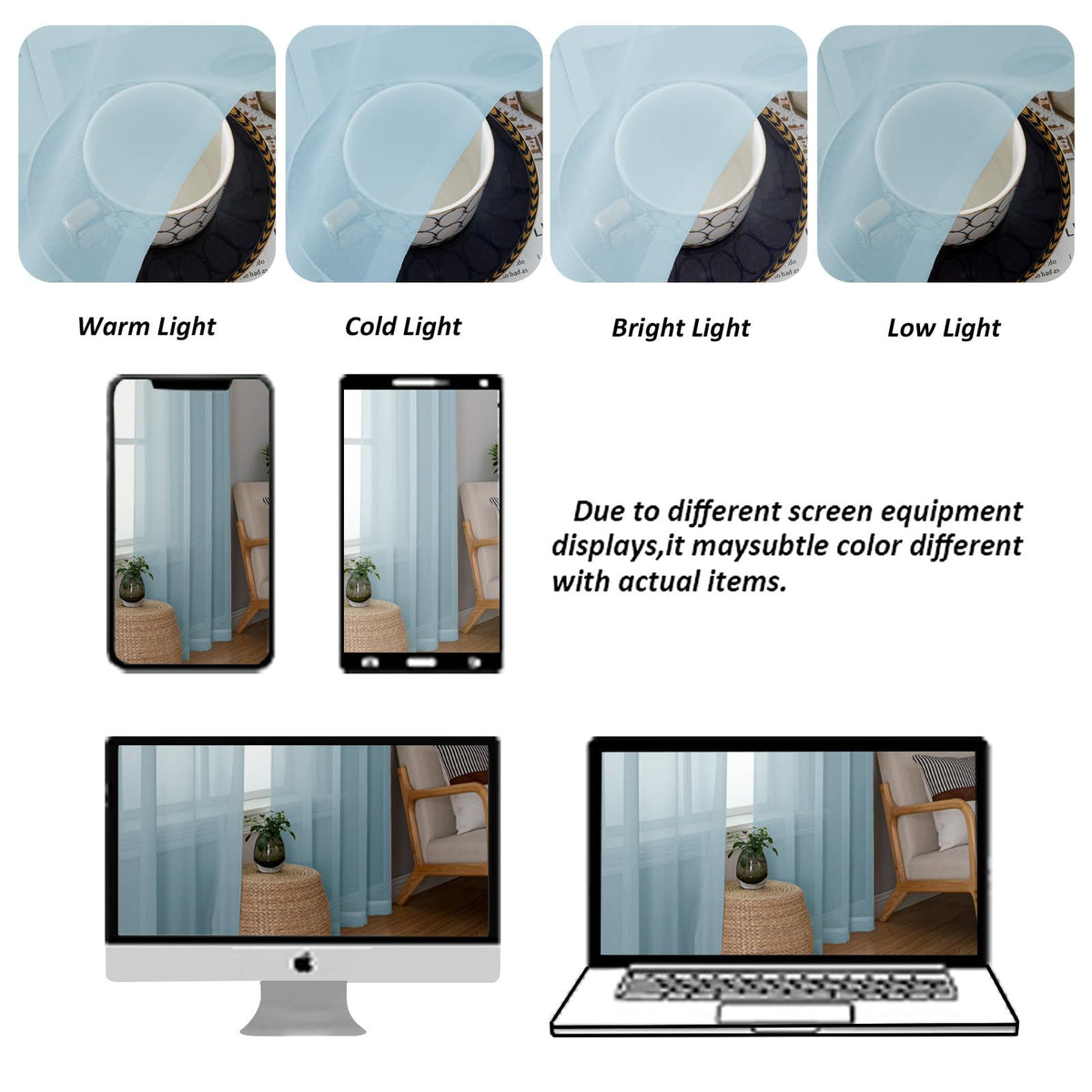 Sky Blue Sheer Valances for Windows (2 Count)