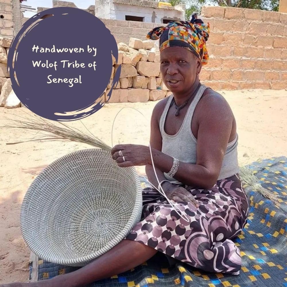 Blue African Woven Hamper with Lid