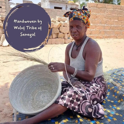 Blue African Woven Hamper with Lid