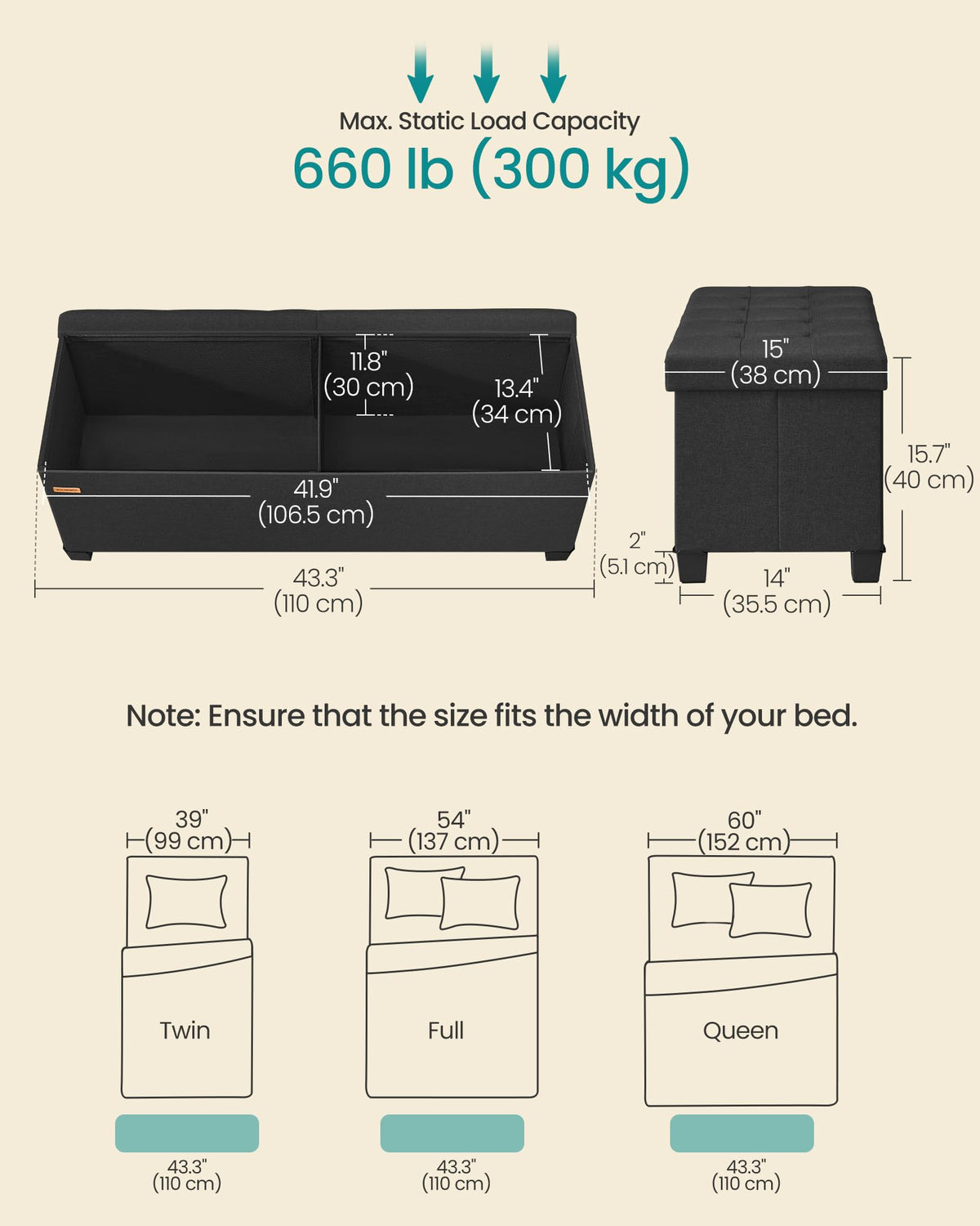 Storage Ottoman Bench with Legs