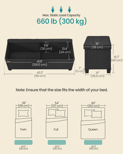 Storage Ottoman Bench with Legs