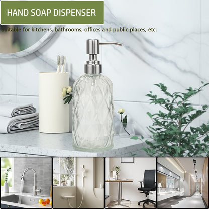 12Oz Clear Glass Soap Dispenser with Stainless Steel Pump