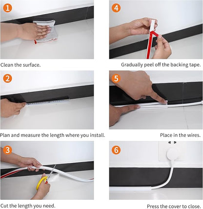 Cord Hider for Wall Mounted TV,39" One Cable Cover with Side Open, Flexible Silicone Wire Raceway Management,Self-Adhesive Cord Organizer,Wire Concealer Channel, White