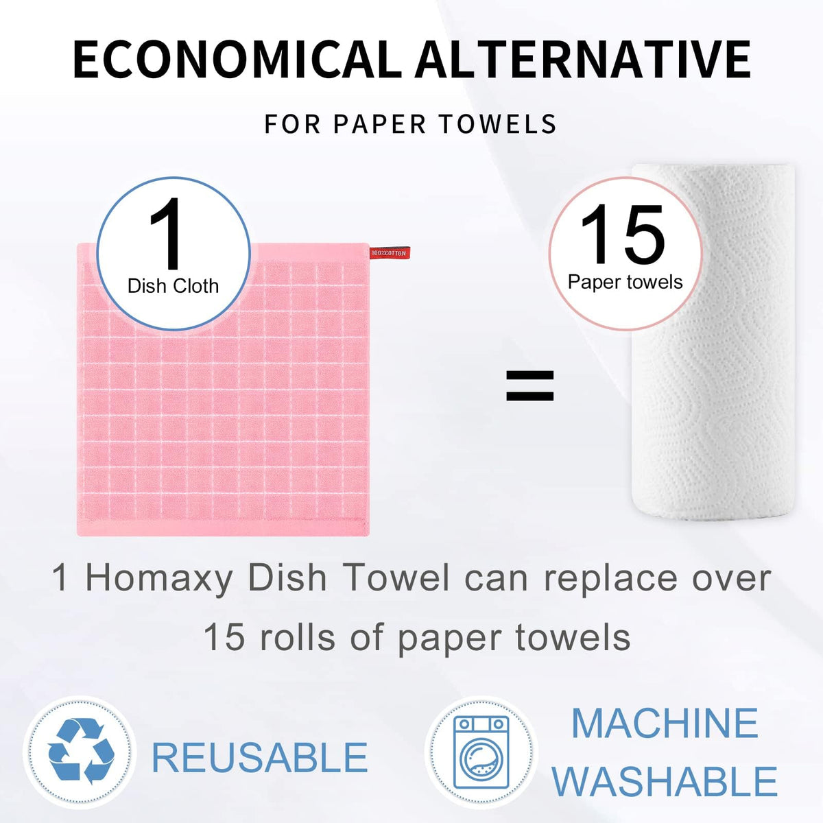 100% Cotton Terry Kitchen Dish Cloths (18 Count)