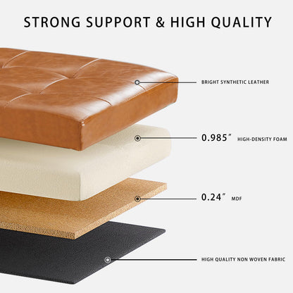 Ottoman with Storage Bench Folding Foot Rest Stool Retro Brown
