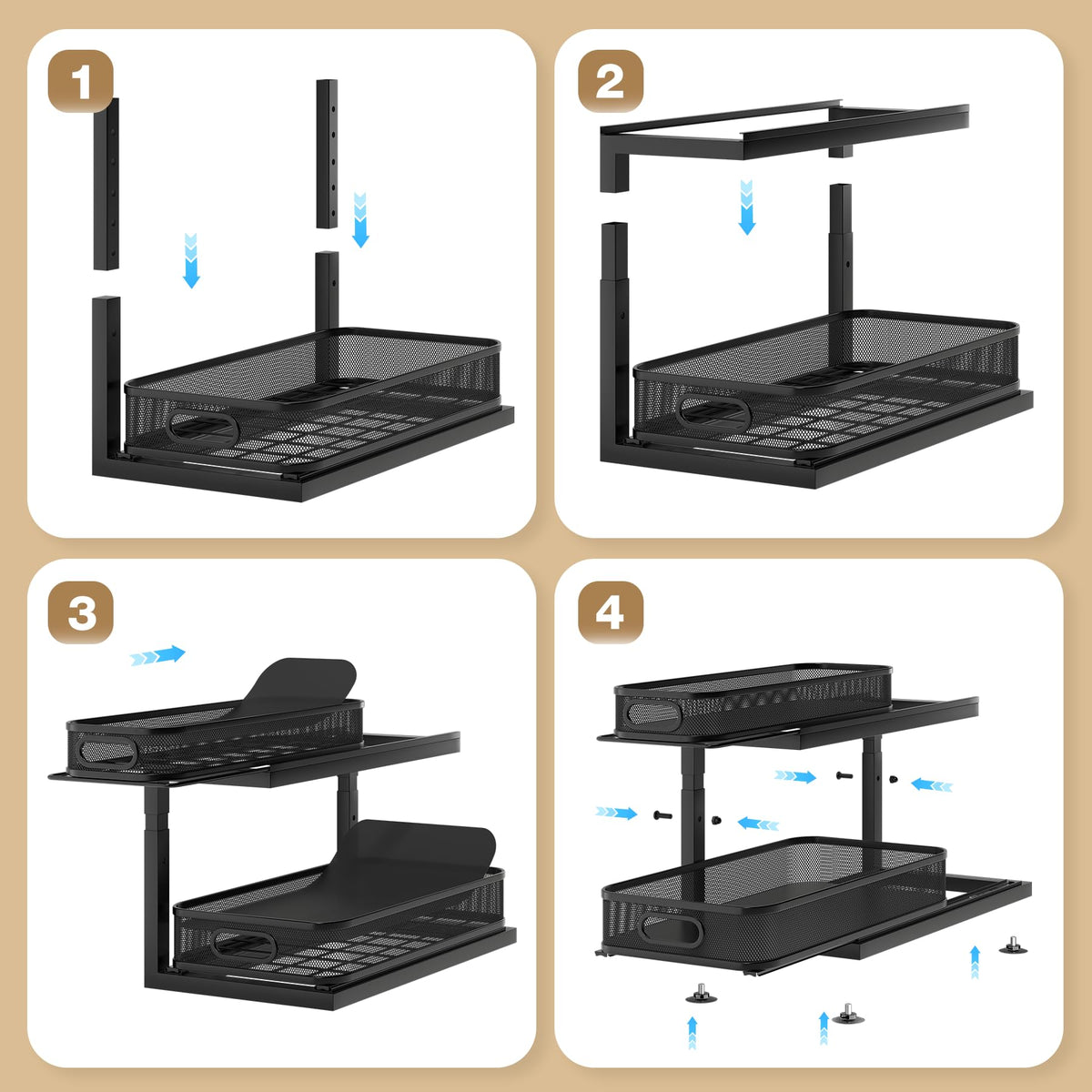 1 Pack Under Sink Storage Organizer with 2