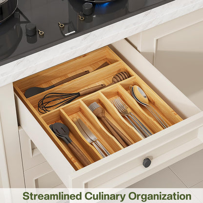 Bamboo Flatware Organizer 16.5×12.8