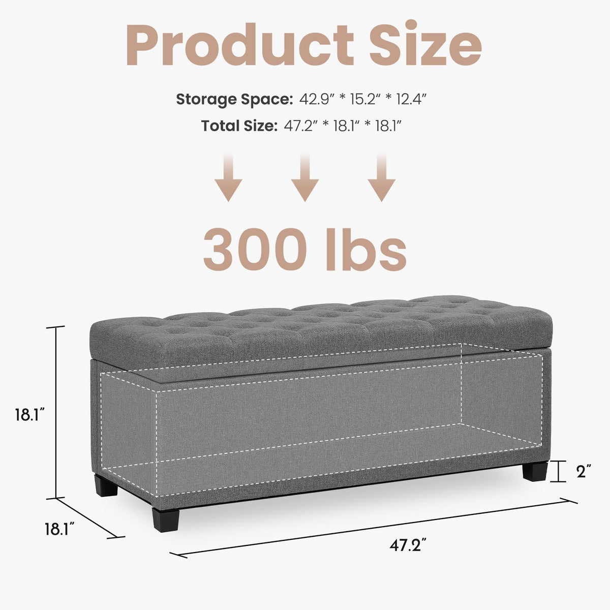 Storage Ottoman Bench for Bedroom