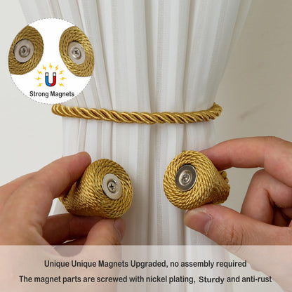Magnetic Curtain Tiebacks 8 Pack Outdoor Rope Curtain Tie Backs Decorative Window Treatment Holdbacks for Home Decorative Curtain (8 Count)