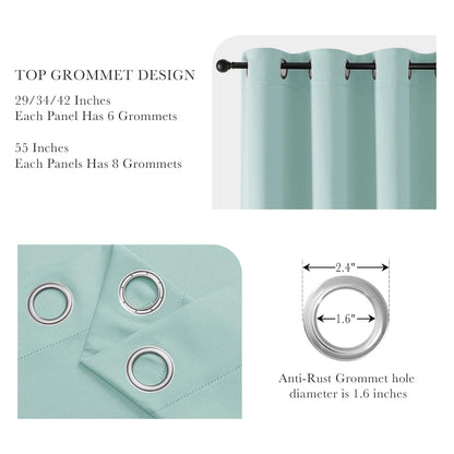 Aqua Blackout Curtains 80 inch Long 2 Panels Set (2 Count)