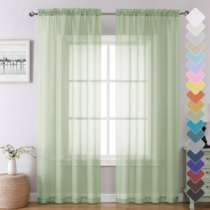 Light Green Sheer Curtains 84 Inches Long