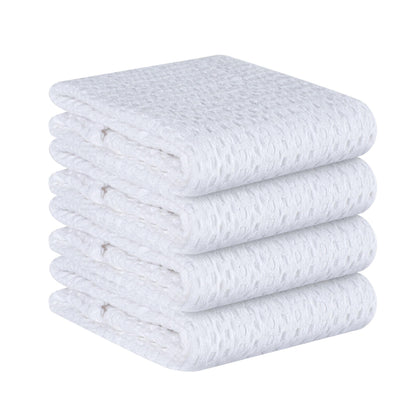 4 Pack Premium Waffle Kitchen Towels with Hanging Loop 16x26 inches
