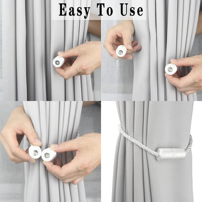 Magnetic Curtain Tiebacks Holdbacks Decorative Tie Backs for Windows Porlau (6 Count)