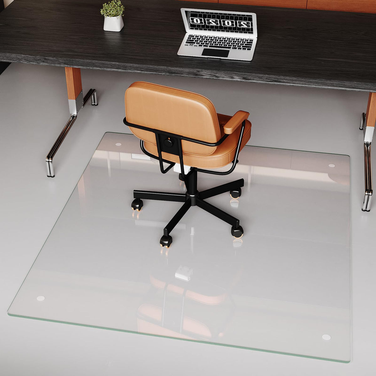 Tempered Glass] 42" x 48" Glass Office Chair Mat for Carpet