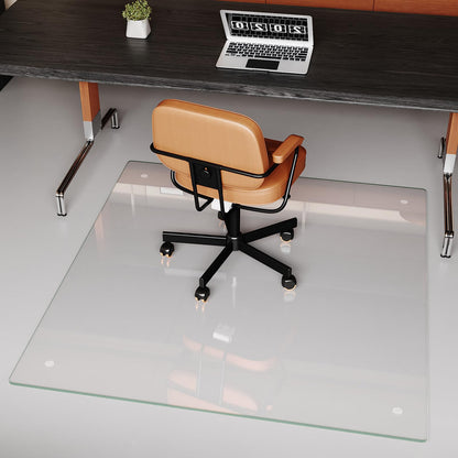 Tempered Glass] 42" x 48" Glass Office Chair Mat for Carpet