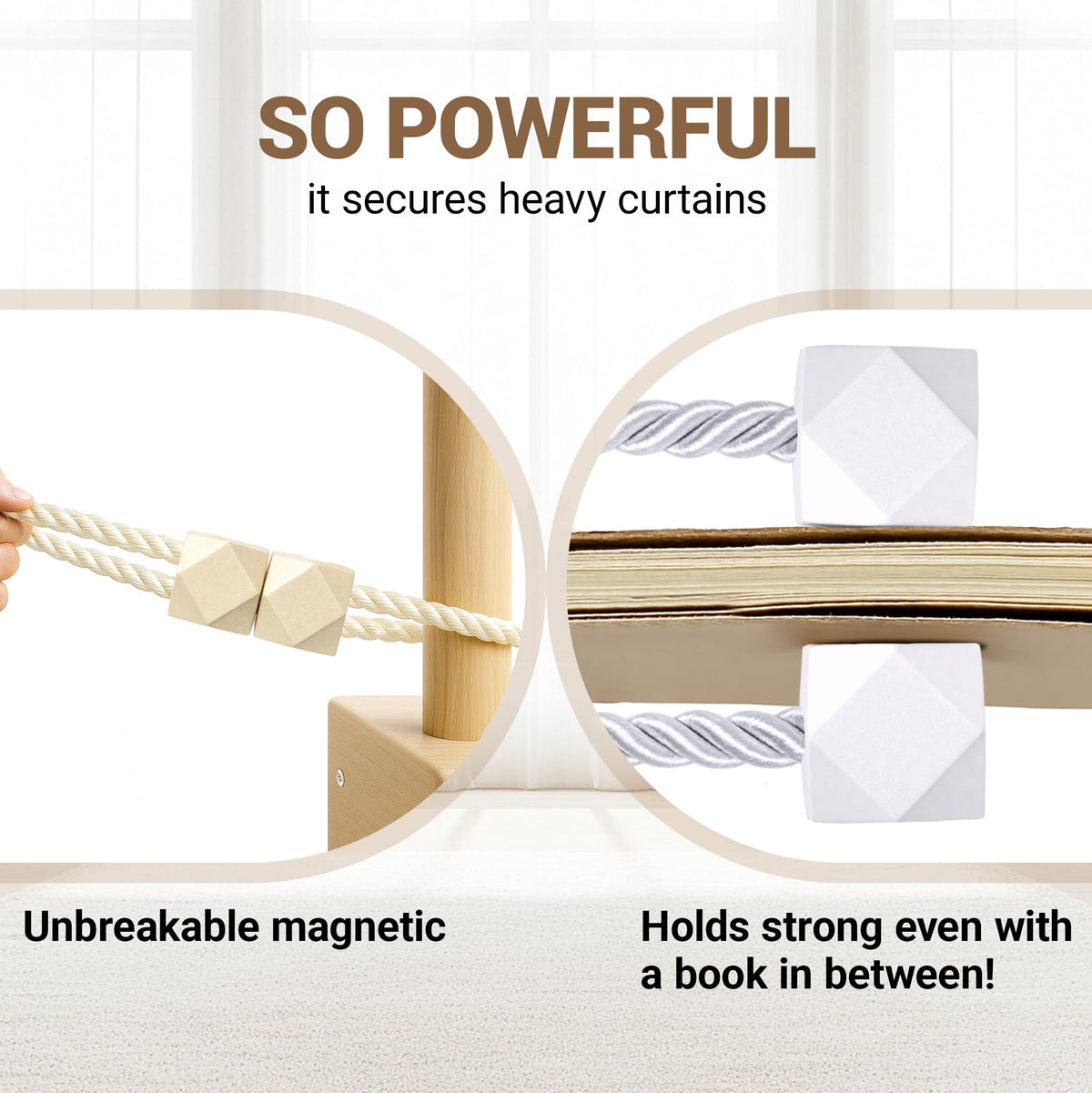 Magnetic Curtain Tiebacks Beige 2pcs (2 Count)