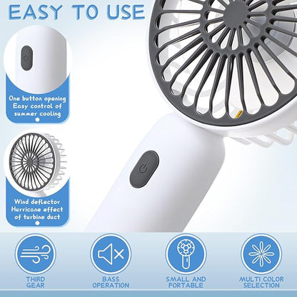 Rossesay 12 Pack Mini Portable Handheld Fan Bulk for Travel 3 Speeds, Rechargeable USB Battery Operated, Small Personal Eyelash Fans for Women Outdoor(White,Simple Style)
