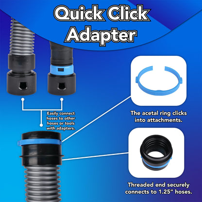 Quick Click Dust Separator and 16 Ft. Hose for Home and Shop Vacuums with Expanded Multi