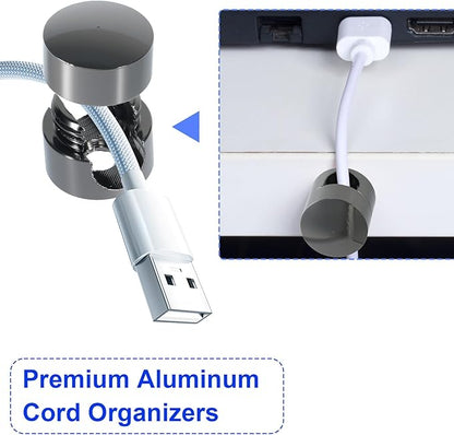 SmallCat 8 Sets Charger Holders for Cords, Black Adjustable Cable Anchor Holders, Adhesive Metal Cord Clips, Cable Management Wire Organizers for Desk, Office, Nightstand