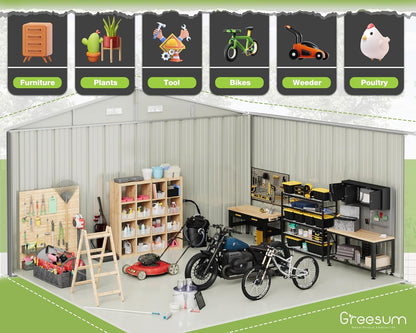 10x8FT Outdoor Storage Shed Utility Tool Shed Gray