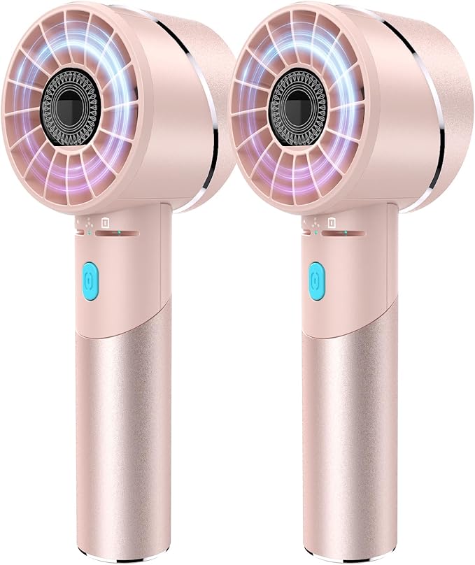Lepwings 2PCS Handheld Fan, Mini Small Portable Turbo Fan, Rechargeable with 4 High Speeds Personal Fans, Max 16H Runtime, For Travel, Office, Outdoor - Pink