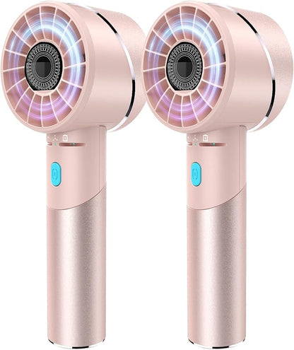 Lepwings 2PCS Handheld Fan, Mini Small Portable Turbo Fan, Rechargeable with 4 High Speeds Personal Fans, Max 16H Runtime, For Travel, Office, Outdoor - Pink