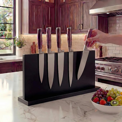 THMINS Extra Large Magnetic Knife Holder, Double-Sided Magnetic Knife Block Universal Multi-function Display Rack for Kitchen Counter (Black)