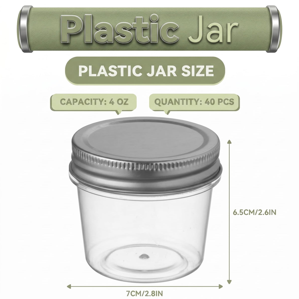 4 oz Plastic Small Mason Jars and Small Plastic Jars with Lids (40 Count)