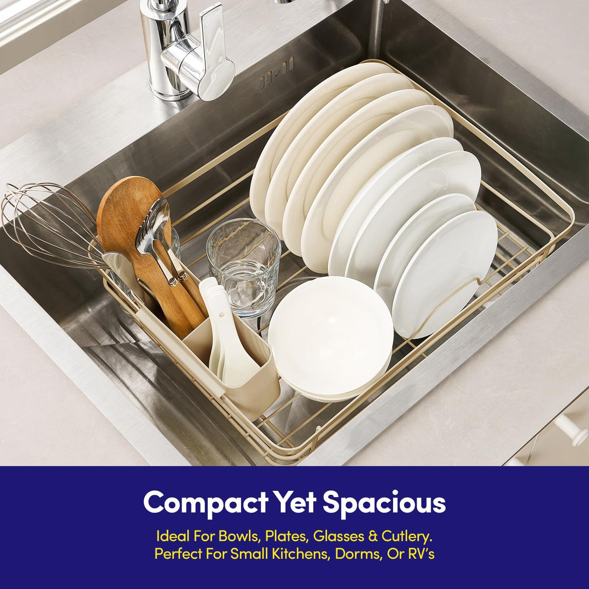 Dish Drying Rack 3 Piece Dish Drainer with Drainboard Set for Kitchen Counter