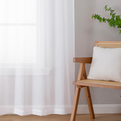 Extra Long White Sheer Curtains 144 inch 2 Panels (2 Count)