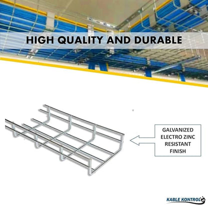 Kable Kontrol Cable Tray- 5 Feet Long - 18" Width, 4” Depth – Wire Mesh Tray Cable Management Rack Cords Organizer Cable Basket, Zinc Plated Steel NEC Approved for Network, Fiber Optic, Cabling