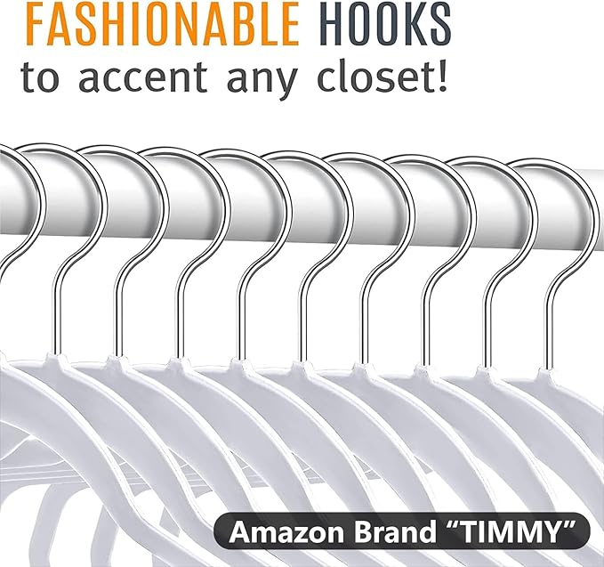 TIMMY 50 Plastic Hangers 17.7 Inch Non-Slip, Space Saving Closet Organizers, Heavy Duty Slim Hangers for Pants, Shirts, Coats (Grey, Ultra Thin & Durable)