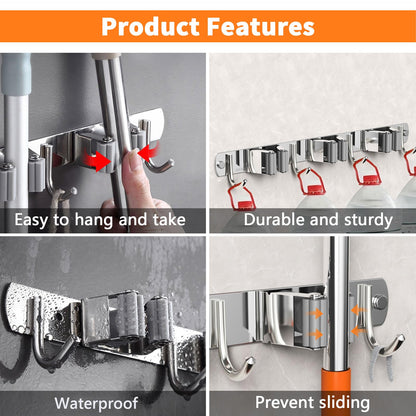 2 Pack Mop and Broom Holder Wall Mount (2 Count)