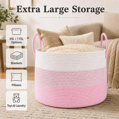 115L Extra Large Blanket Basket for Living Room