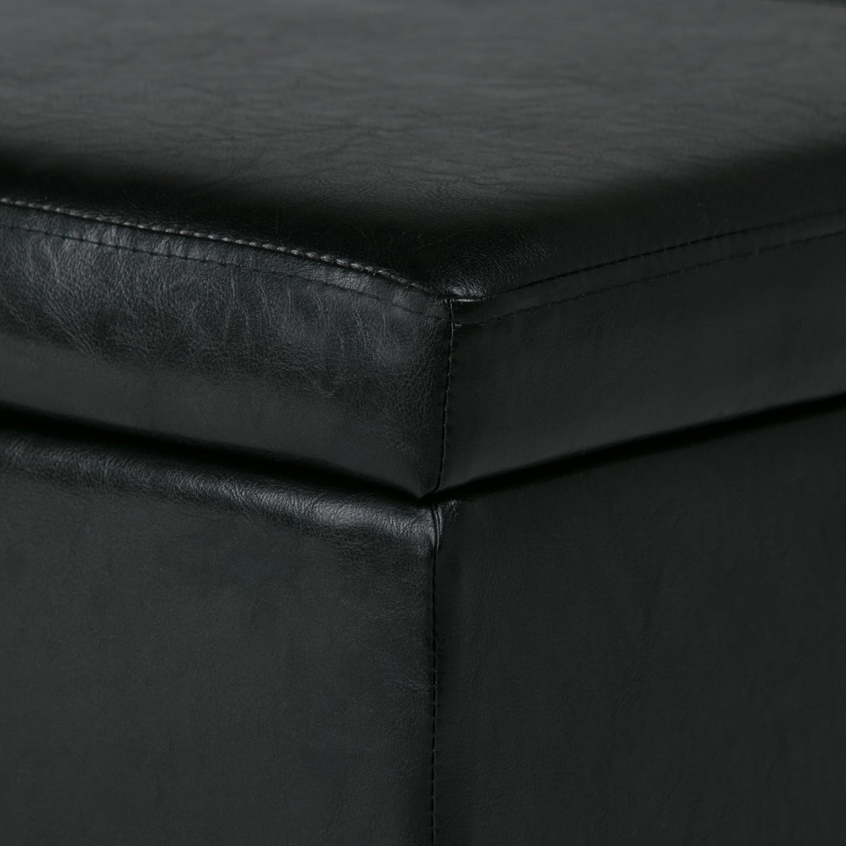 Avalon 48" Wide Vegan Leather Ottoman in Carbon Black