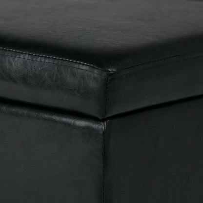 Avalon 48" Wide Vegan Leather Ottoman in Carbon Black