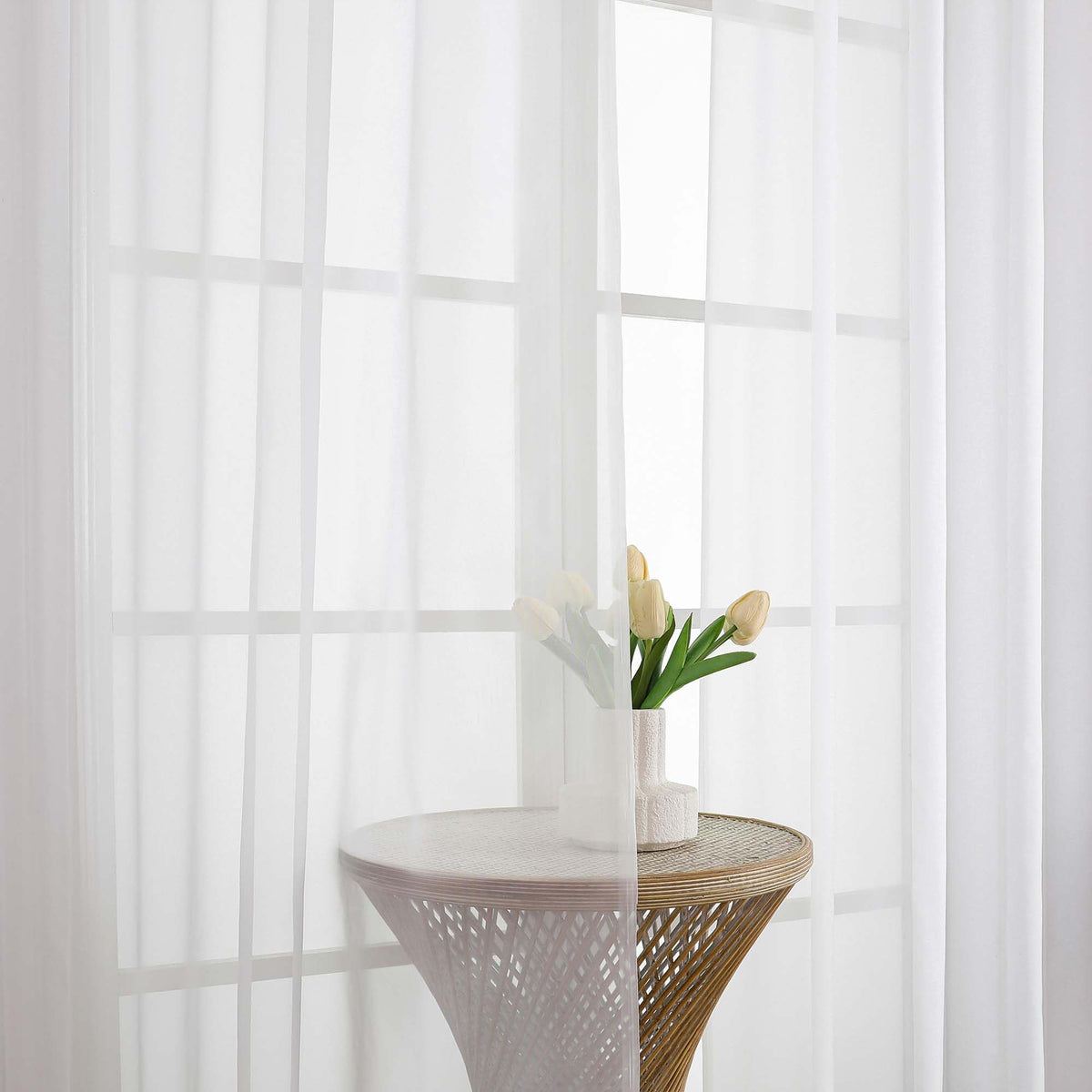 Extra Long White Sheer Curtains 144 inch 2 Panels (2 Count)