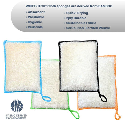 Cloth Kitchen Sponges Scrub Reusable Durable 4pk 4x5x1.25in