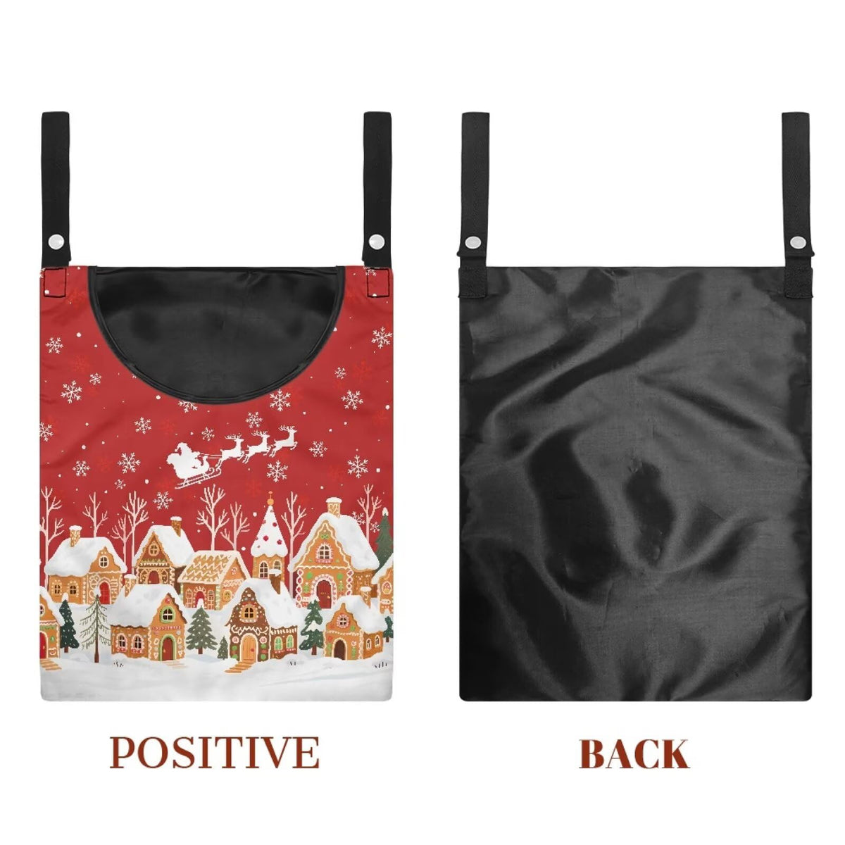 Red Christmas Village Laundry Clothespin Bags Hanging Storage Organizer 12 x 14.5 Inch Clothes Pin Bag Waterproof Clothespin Bag Clothespins Holder Large Opening and Hanging Rope