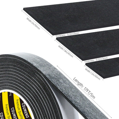 EVA Single Sided Adhesive Black Foam Tape (16.4 Foot)