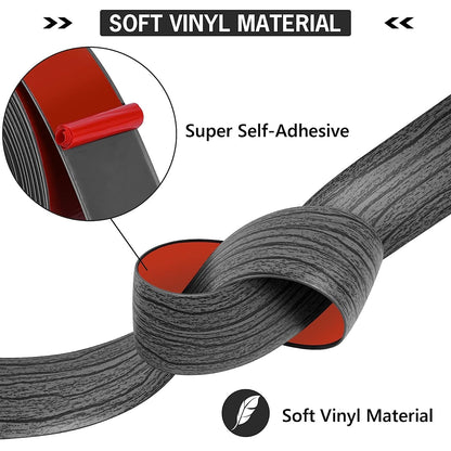 20Ft Floor Transition Strip Self Adhesive Vinyl Cover Floor Strip Flat Divider Transition Strip Wood Grain Design for Laminate Floor Gaps and Doorway Transitions (20 Foot)