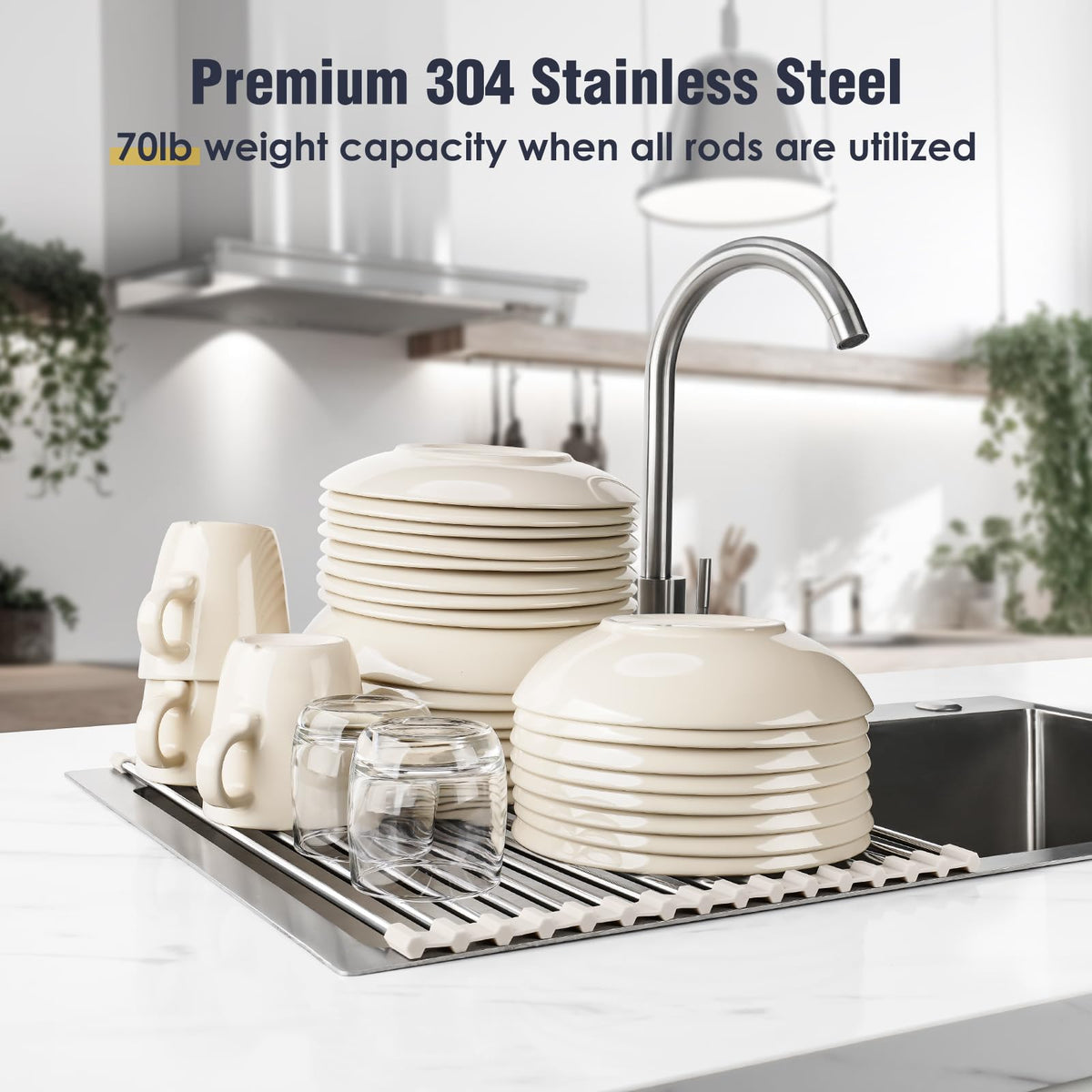 Roll Up Dish Drying Rack Over Sink