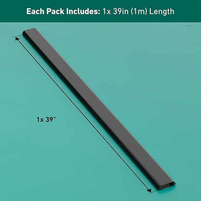 D-Line TV Wall Mount Cord Hider, Hide Mounted TV Cables, Wire Covers, Self Adhesive Cover for Cords, Paintable, Low Profile, Seamless Cable Raceway - 2.36in W x 0.59in H x 39in L - Black